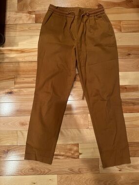 Zara women’s Drawstring Chinos in Caramel Brown